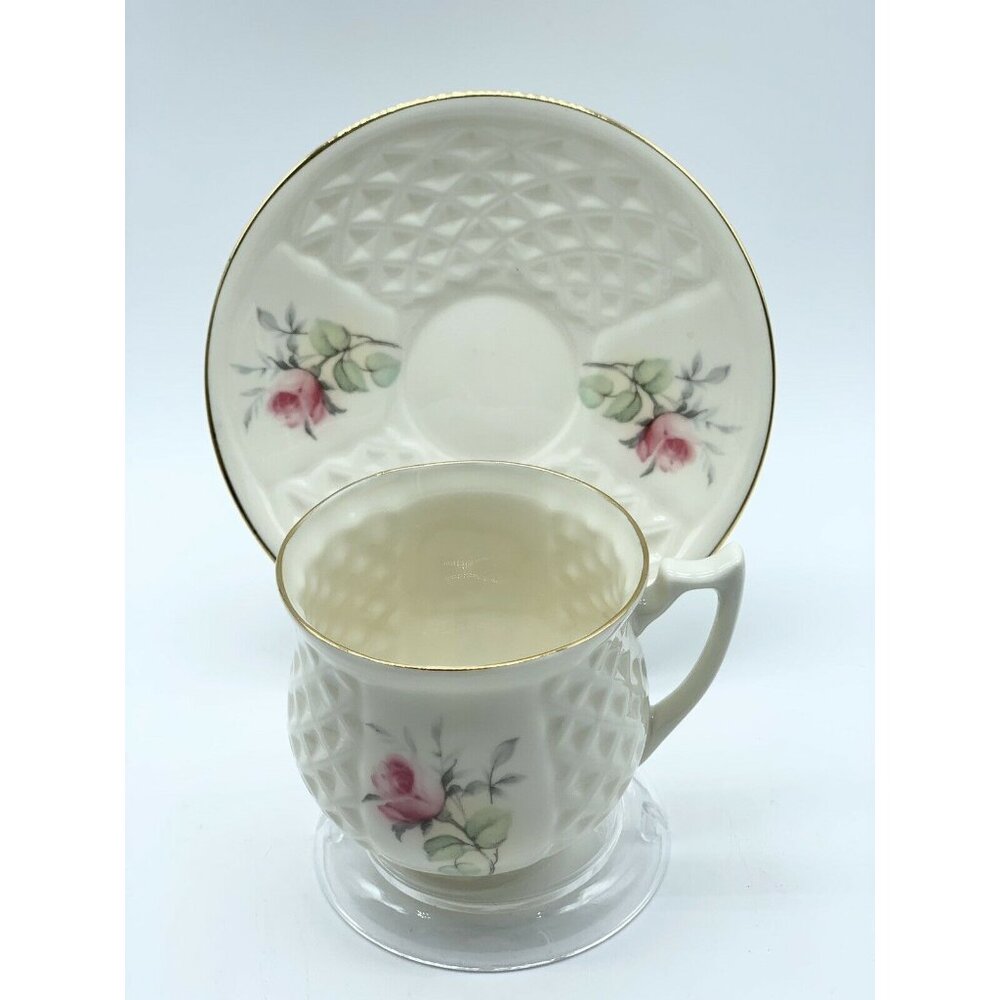 Vintage Donegal Irish Parian China “Tea Rose” Teacup and Saucer Set